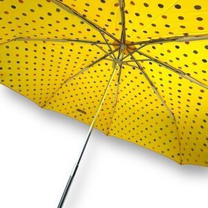 Moschino Bright Yellow Umbrella Multicolored Polka Dot Retro Print Packable